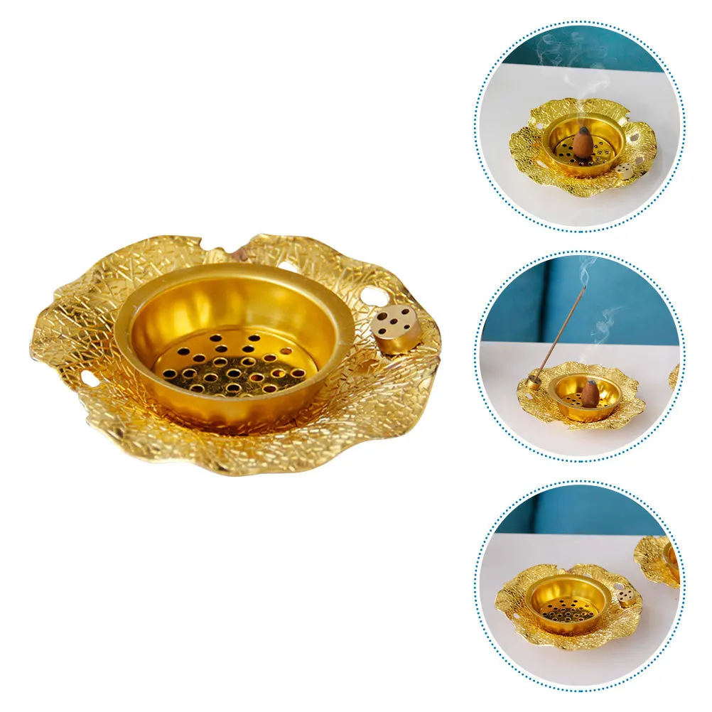 

Lotus-Leaf Incense Burner Dual Use Creative Design Incense Stick Holder Stable Copper Tray for Home Office Desk