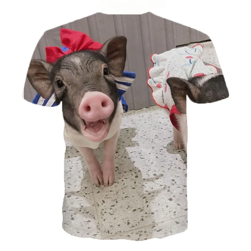 New Men\'s Ladies Kids Casual T-shirts Cute Animals Funny Pet Pig Print Fashion Street Style Breathable Light Summer Tops