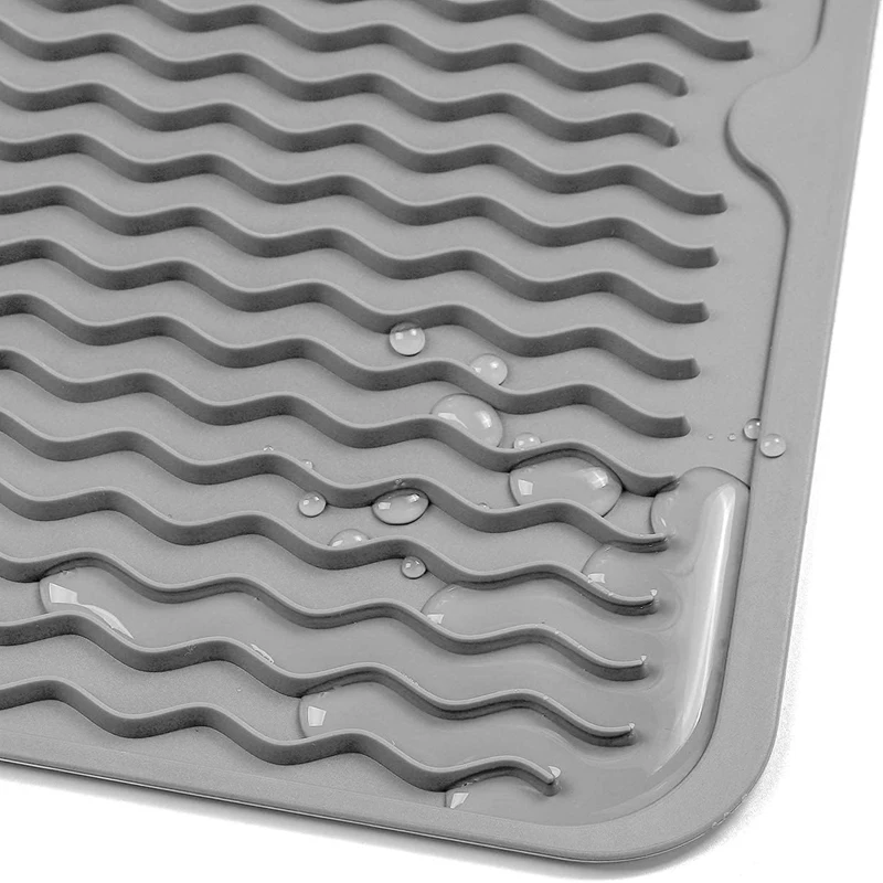 Tappetino per asciugare i piatti per uso multiplo, facile da pulire, ecologico, tappetino in silicone resistente al calore per bancone della cucina Grigio-B Durevole