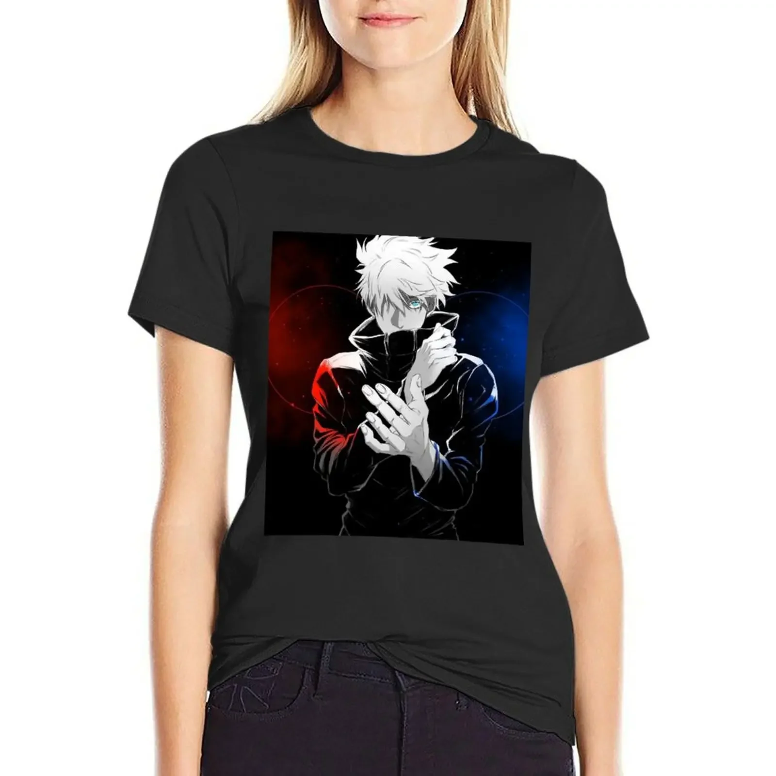 

Gojo saturo jjk T-Shirt customizeds oversized kawaii clothes customs Woman fashion