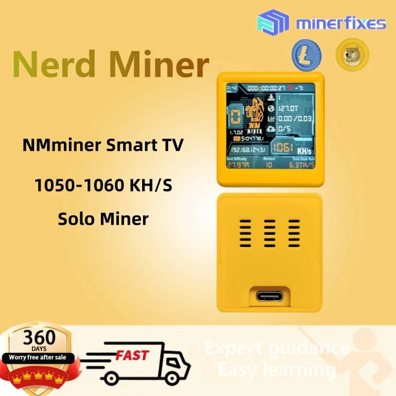 

NMminer Smart TV 1050-1060KH/s Nerdminer V2 ESP32 BTC SOLO Lottery Miner Smart gift silent Desktop Clock solo mining crypto NM