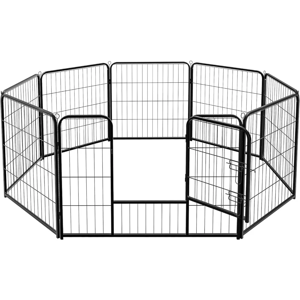 

Dog Playpen Indoor with Door, Fence for Medium Small Pet Animals, Puppy Cage with Gate for Yard Outdoor, 8 Panel 32 Inc