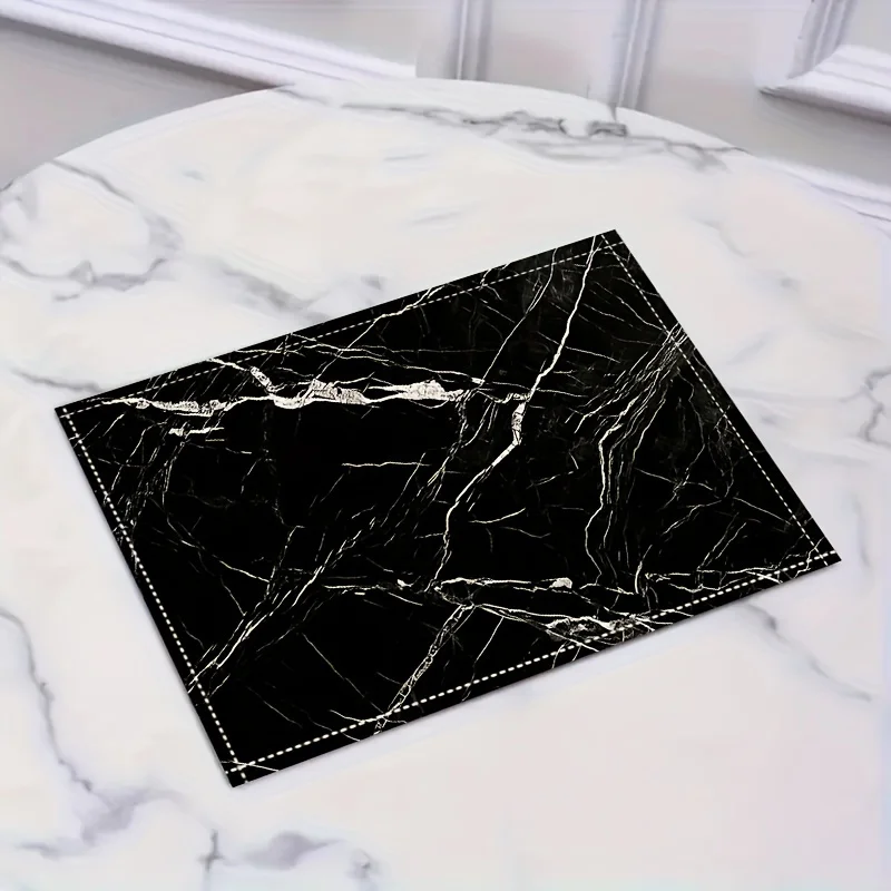 1pc Luxury Marble Pattern Tablecloth, Linen Heat-Resistant Placemat, Non-Slip Dining Mat,Hotel, Restaurant, Home Kitchen Decor