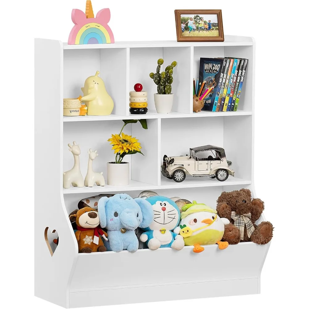 

Kids Toy Storage Organizer, 3 Tier Children Small Bookcase and Bookshelf, Toddler 7 Cubby Toy Storage Cabinet, Toy Shelf for Pl