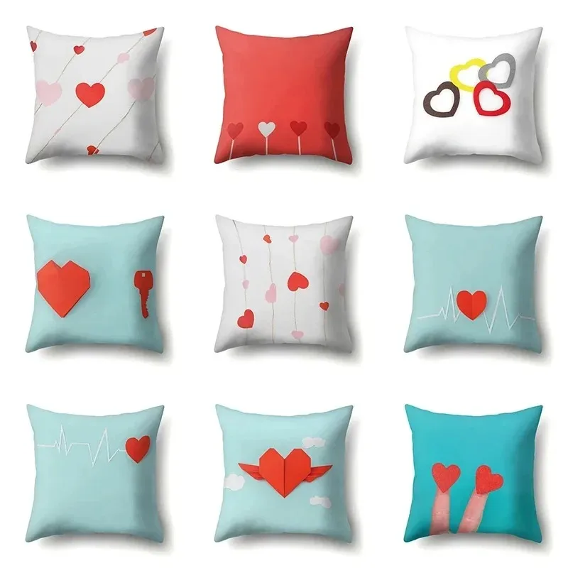 Origami Love Heart Print Decorative Pillowcase Car Sofa Square Cushion Pillowcase