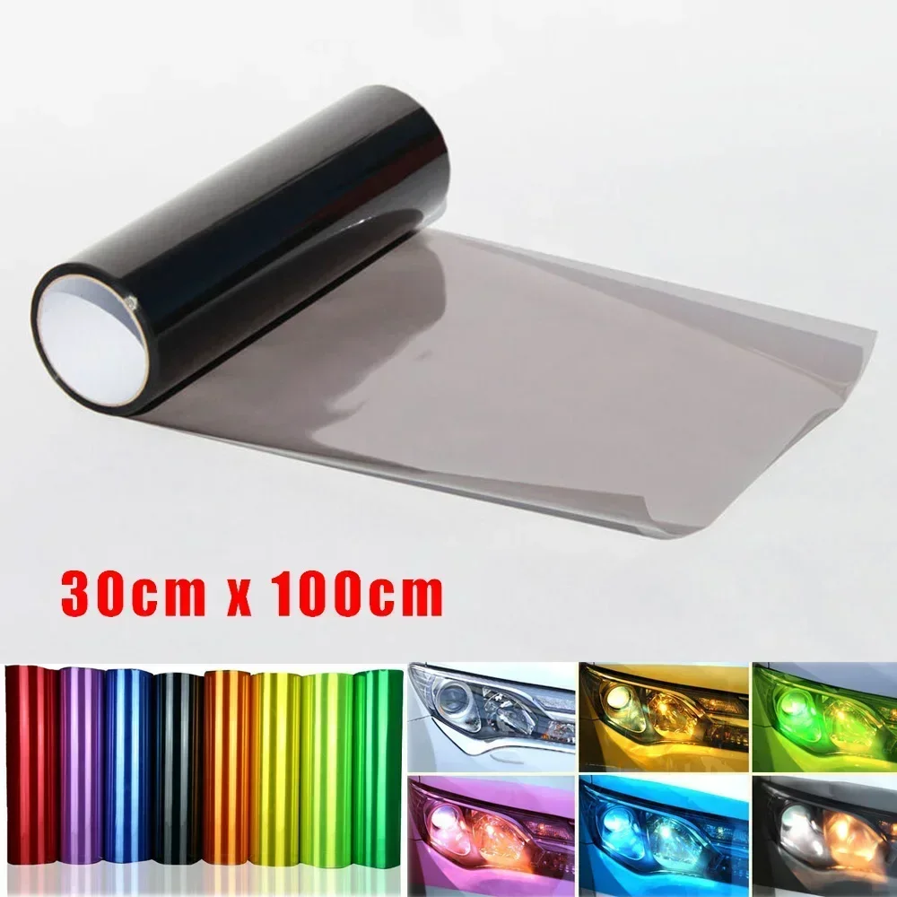 Enhance Visibility and Style with 30 * 100CM Car Light Film Vinyl Sticker for Headlight Tailights Brake Fog Lamp