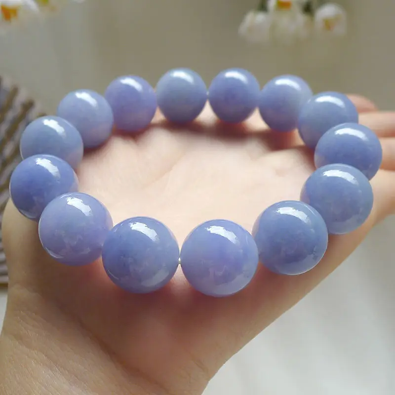 Myanmar Boutique Violet Purple Jadeite round Beads Men's and Women's Jade Bracelet