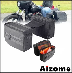 Motorcycle Saddle Storage Bags 1680 Denier Ballistic Nylon Side Tool Luggage Saddlebags For Harley Dyna Softail Sportster XL