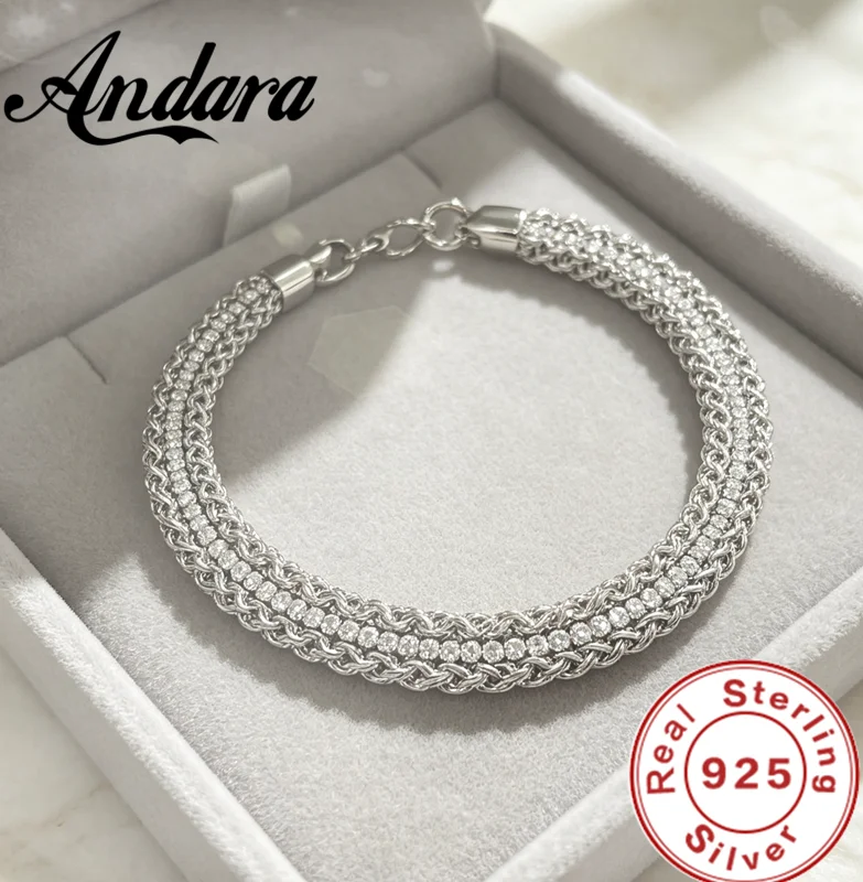 Andara Erschwinglicher Luxus Neues Armband aus 925er Sterlingsilber & Zirkon – Hochzeits- & Verlobungsschmuckgeschenk für Damen – Detail 5