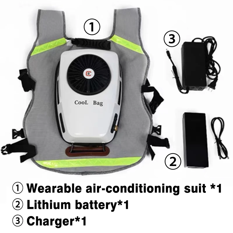 Wearable Cooling Air Conditioning Vest Rechargeable Air Conditioned Clothes 9600mAh Battery Powered Vest for Hot Weather Work