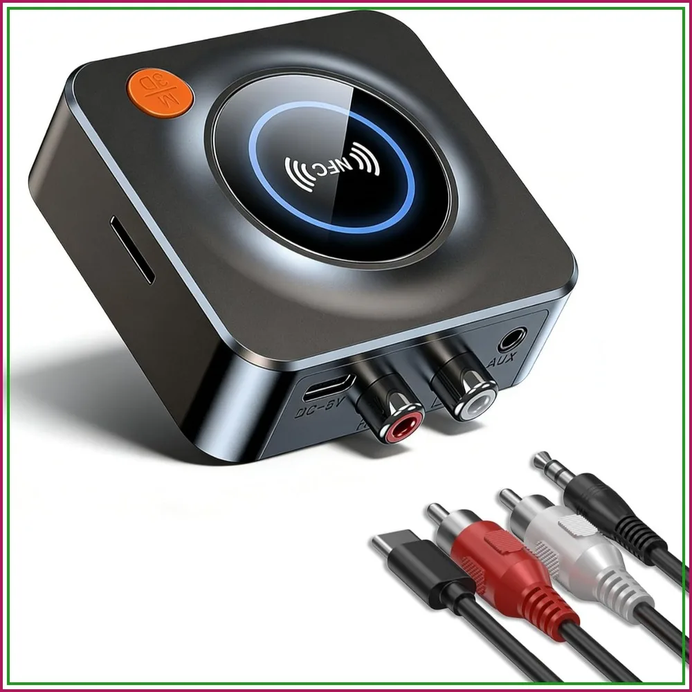 Bluetooth Receiver for Home Stereo, AUX RCA Adapter for Old Speakers, NFC Wireless Audio Streaming, Convert Wired to Wir