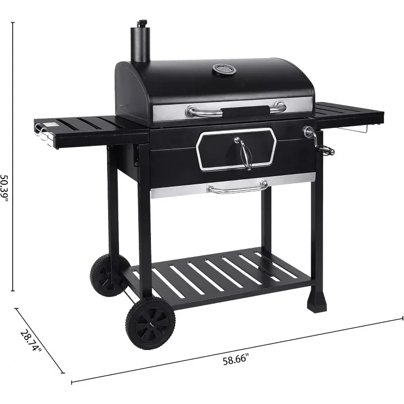 Parrilla de carbón negra, grande, CD2030AN de 30 pulgadas, ahumador de barbacoa de lujo, picnic, camping, patio, cocina en el patio trasero