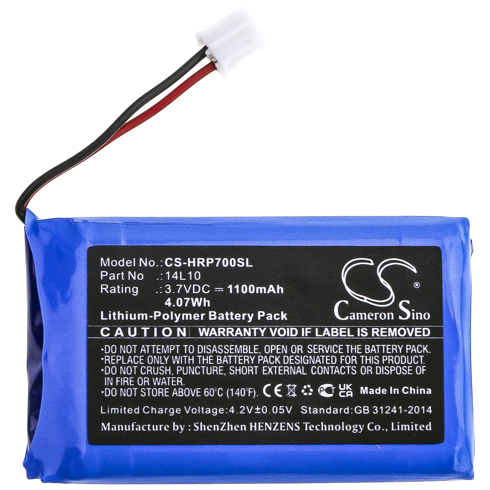 CS Replacement Battery for Hairmax Prima 7,Prima 9,PR7-V01 PN:14L10 1100mAh / 4.07Wh