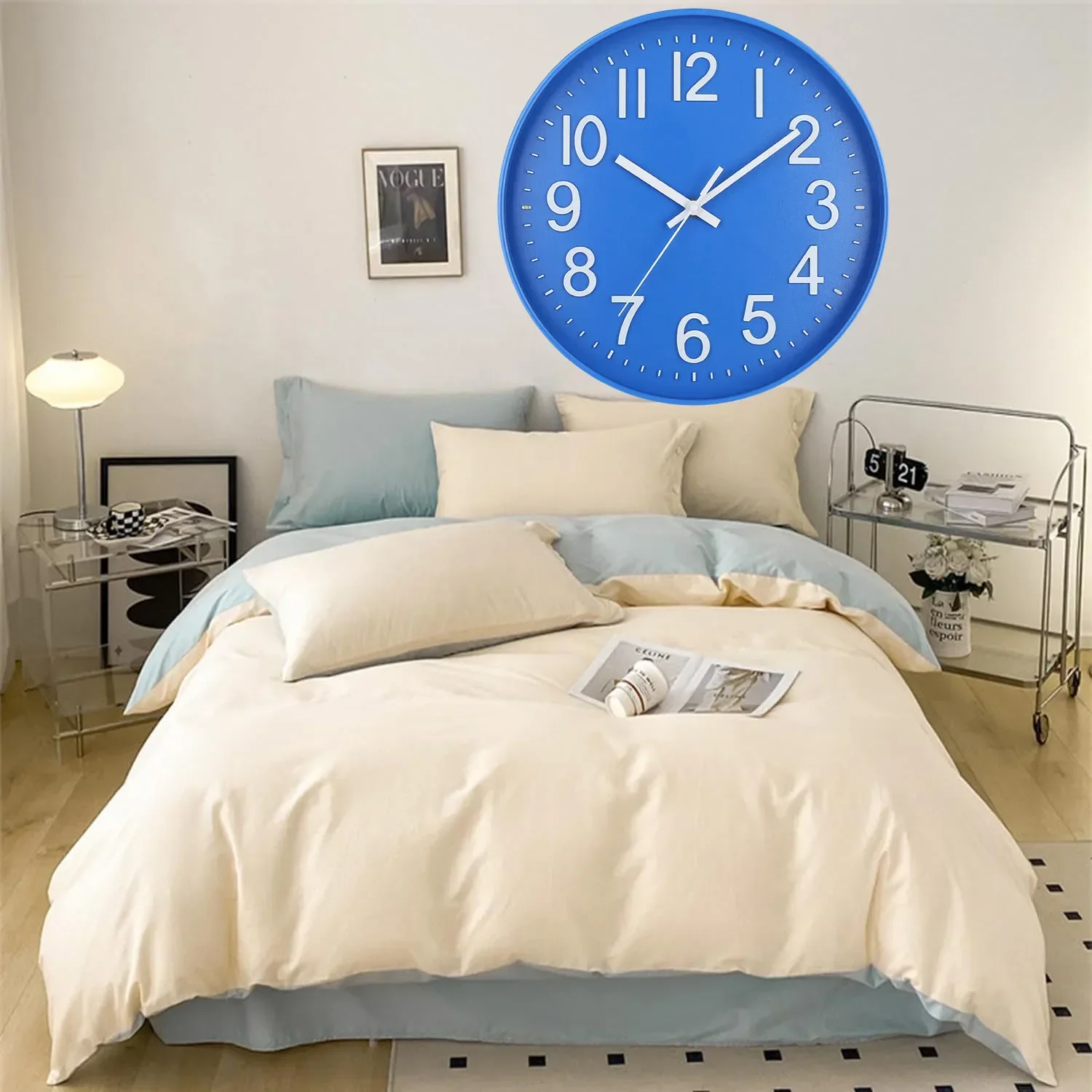 12 Inch Wall Clock with Night Light Glow in The Dark Wall Clock Non-ticking for Home Office Hotel Shops Cafe Decor