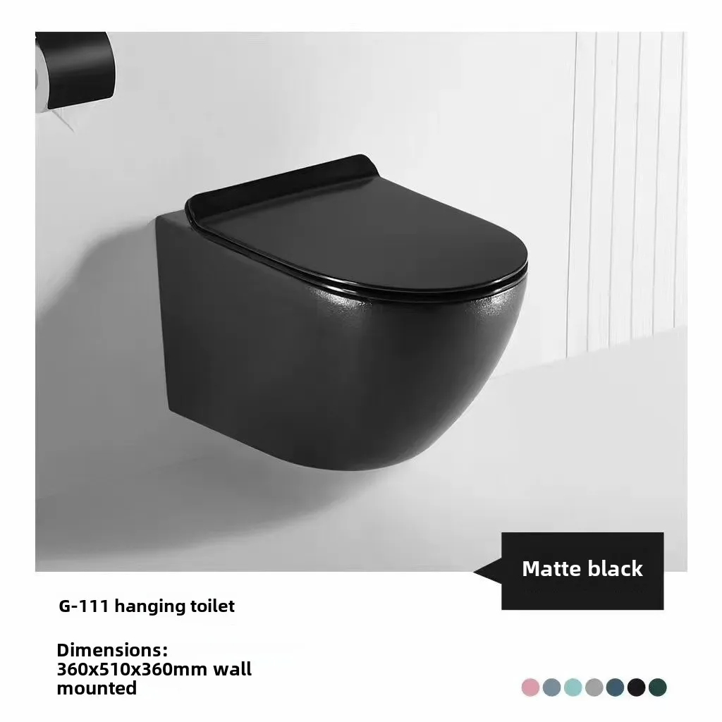 Wholesale Luxury Bathroom Ceramic One Piece Washdown Flush Matte Black Wall Hung Toilet