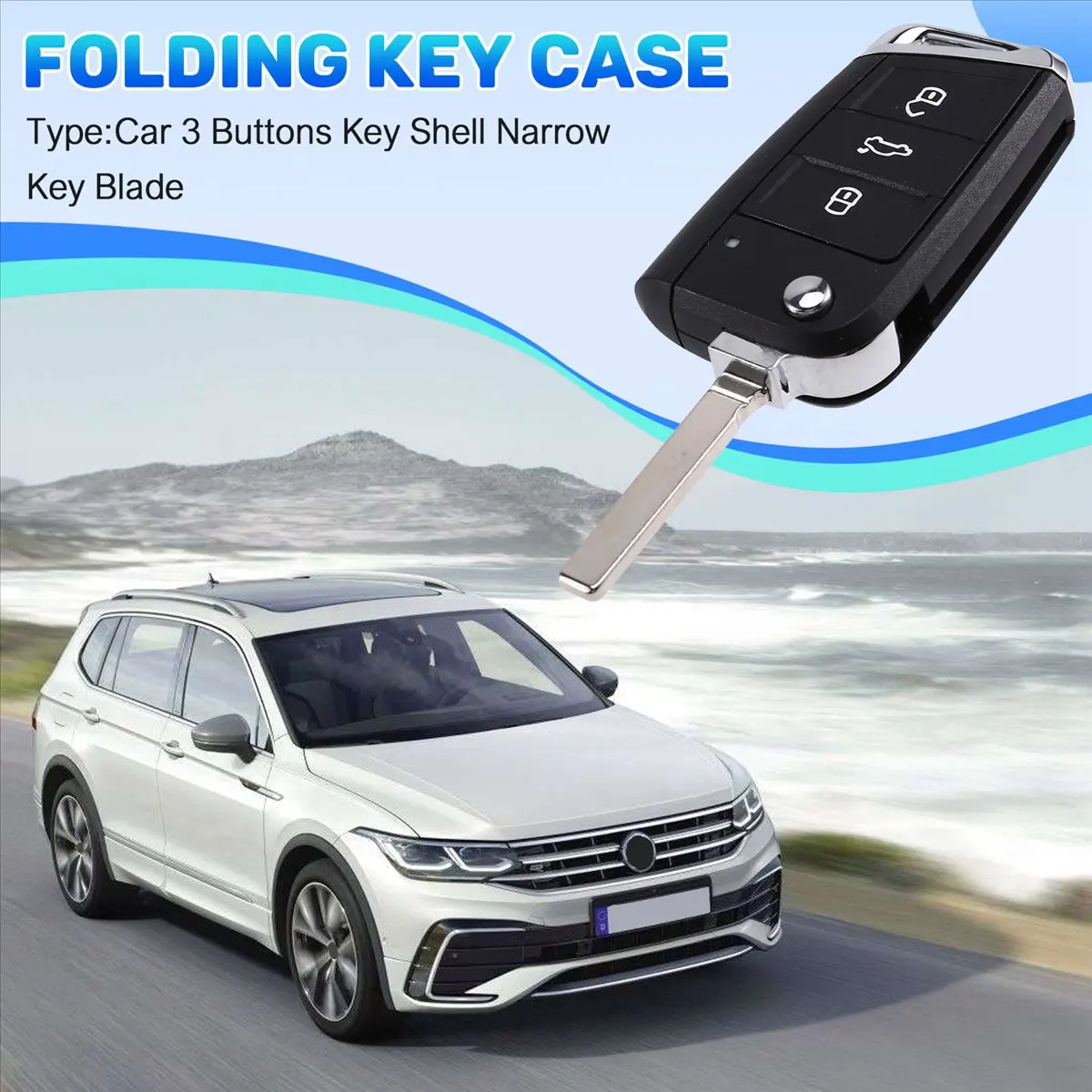 #59R Car 3 Buttons Key Shell Folding Remote Control Key Shell,Car Key Housing,(Black)