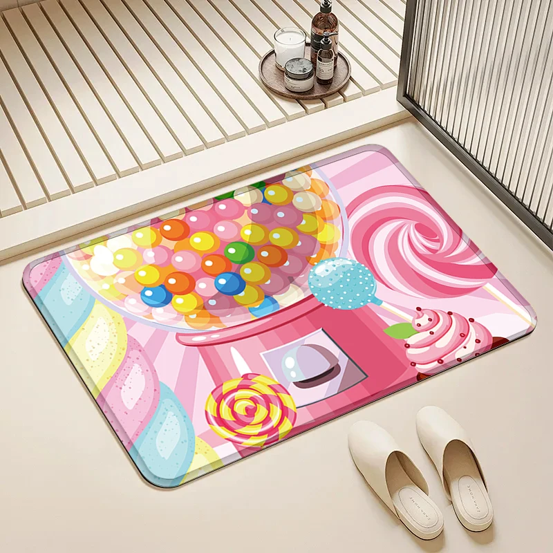 

Gumball Machine Candy Door Mat Non-Slip Soft Floor Rug for Home Kids Room Kitchen Bathroom Decor
