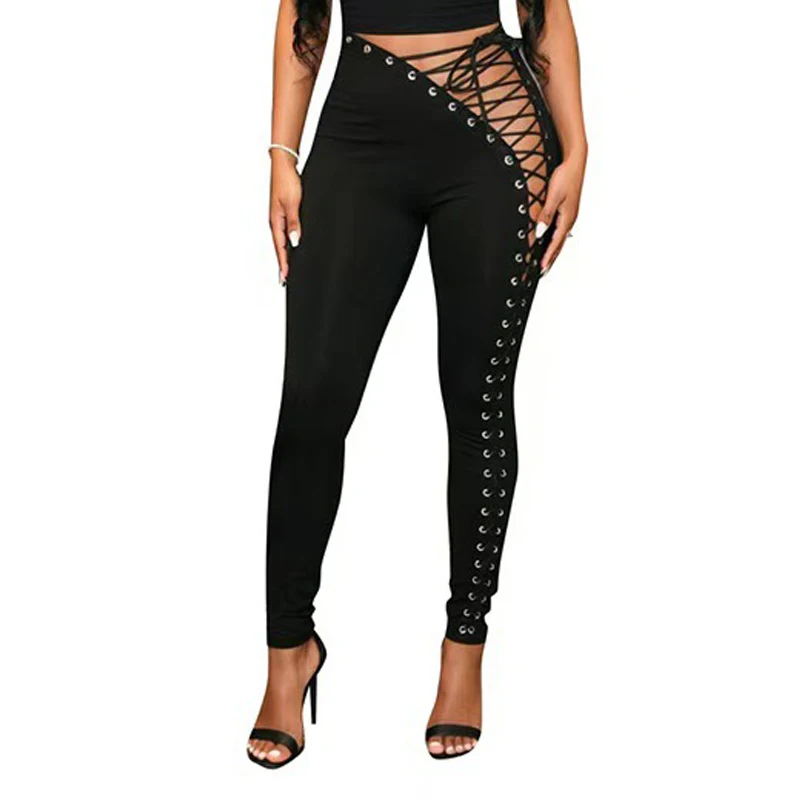 JENYAGE Damen Sexy Y2K 2-teiliges Set mit Spaghettiträgern, Crop-Top, Leopardenmuster, hochtaillierte, seitlich geschnürte, dehnbare Skinny-Hose, Clubwear-Set – Detail 12