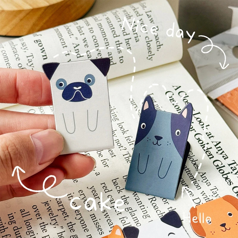 4pcs/set Cute Animal Magnetic Bookmarks - Cartoon Dog Cat Creative Stationery Gift Student Reward Back To School Present