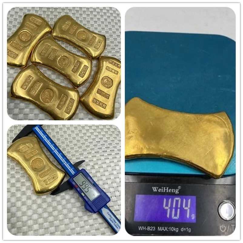 

Gold ingot pure copper gold-plated waist-shaped solid t after the Qing Dynasty