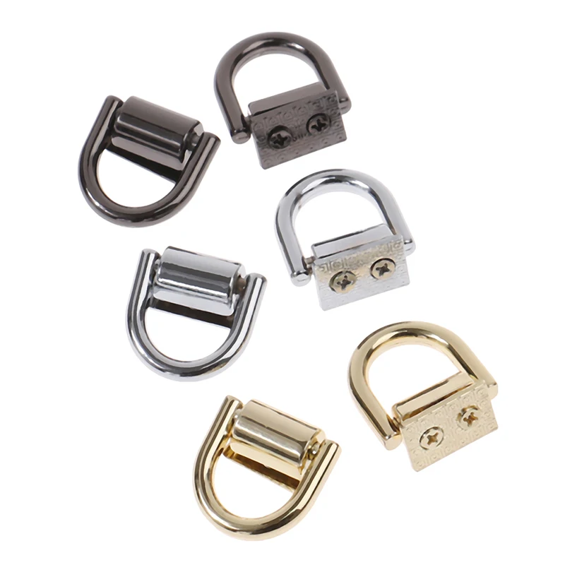 2Pcs D Ring Bag Side Clip Buckles Screw Handbag Chain Handles Connector Bag Strap Belt Hanger DIY Hardware Bag Accessories