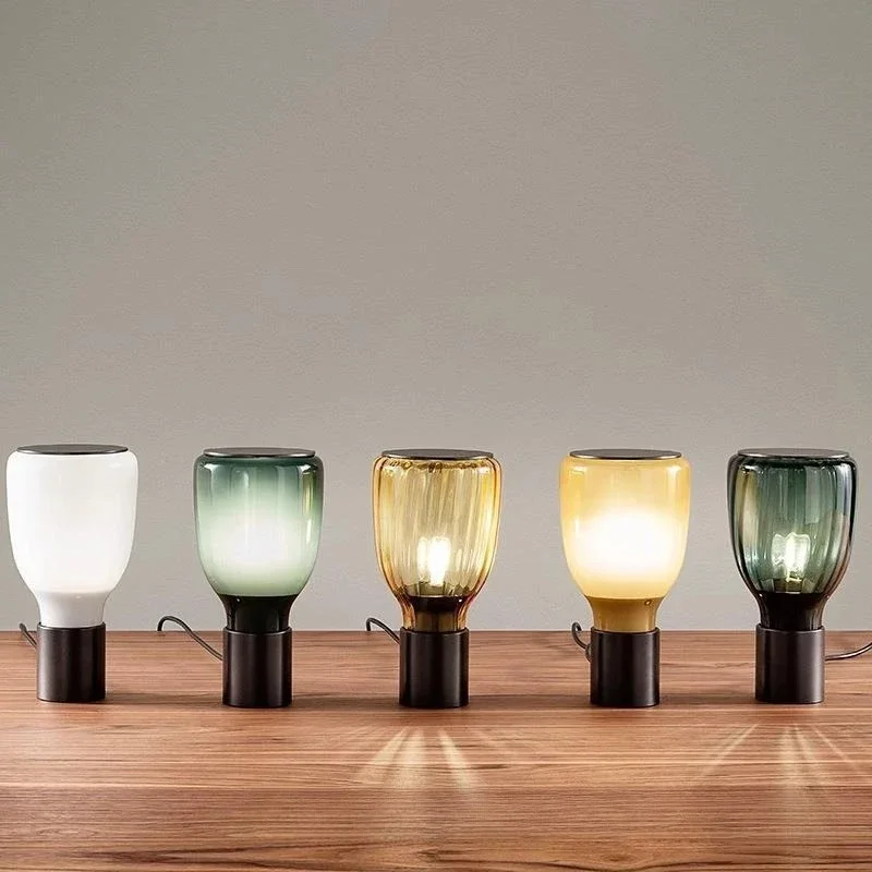 Creative colored glass light luxury model room exhibition hall living room bedroom bedside small table lamp