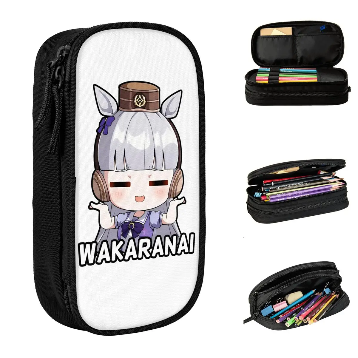 

Пенал Uma Musume Derby, креативная золотая коробка для ручек, сумка для студентов, большая вместимость, офисные косметические пеналы