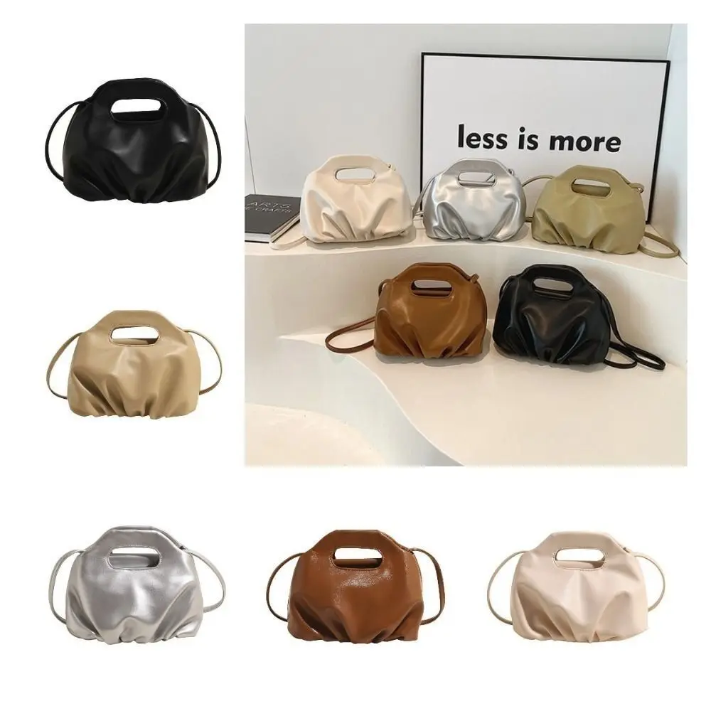 

Multifunctional PU Leather Crossbody Bag Waterproof Drawstring Cloud Pouch Bag High-capacity Solid Color Shoulder Bags Girls