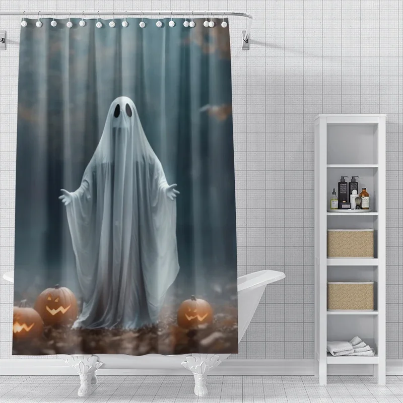 Home decoration shower curtains bathroom waterproof curtain fabric Modern Nordic Living Room happy Halloween Autumn Pumpkin