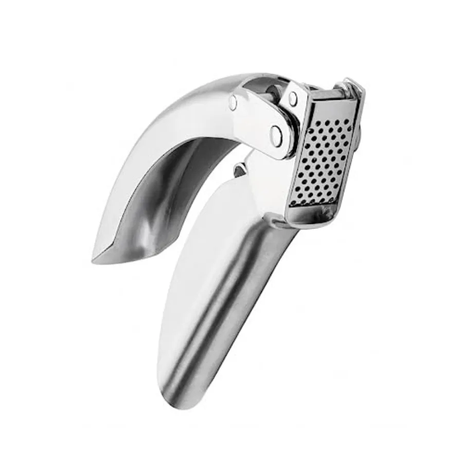 

Garlic Press for Kitchen Use, Stainless Steel, Silver, Ergonomic Design with Easy-Clean Mechanism