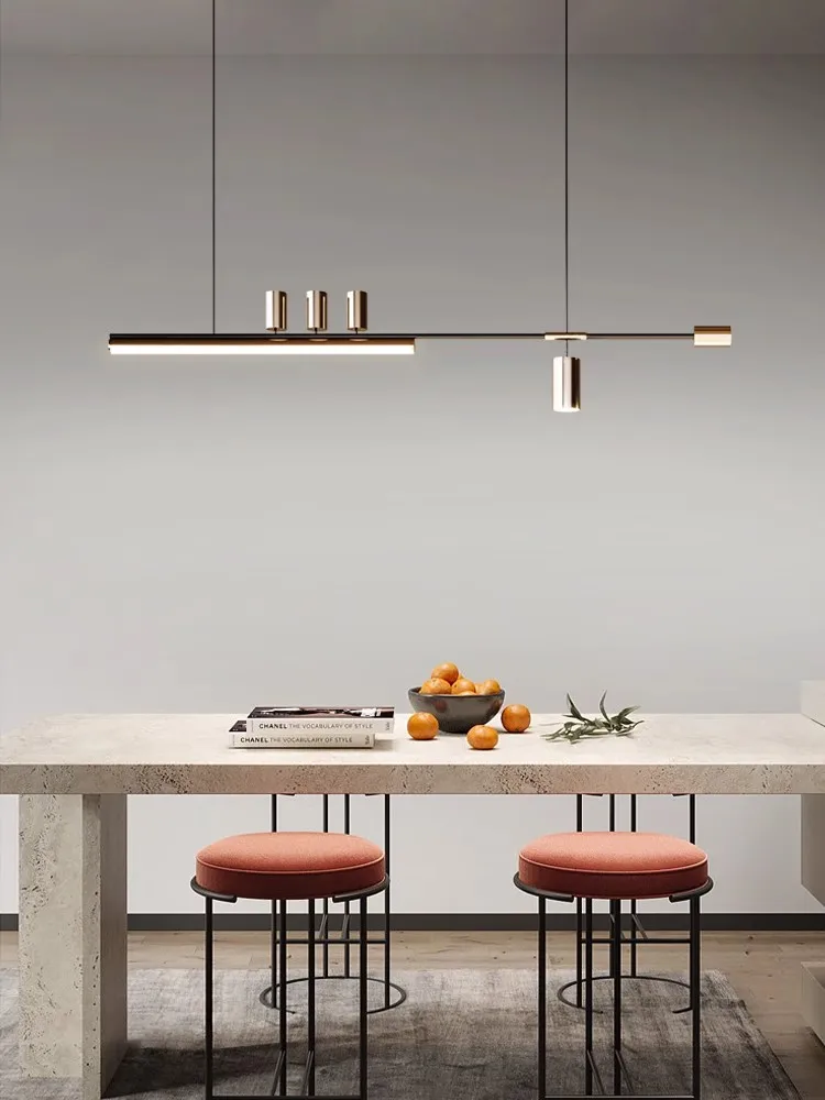 

Современная простая люстра для столовой, светодиодный кухонный остров, длинное освещение, подвесные светильники, ресторан, бар, кофейные железные светильники