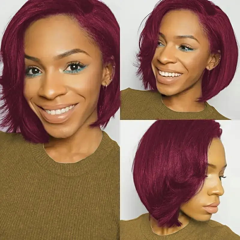 13x4 أمامي الدانتيل بوب شعر مستعار 150% كثافة شعر ريمي شعر مستعار قصير مستقيم عابث قطع باروكة من شعر طبيعي للنساء