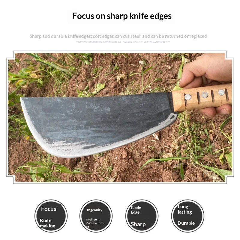 Forged Steel Axe for Cutting Coconut And Bamboo Full Steel Bend Knife Agricultural Tools for Chopping Wood And Trees view 3