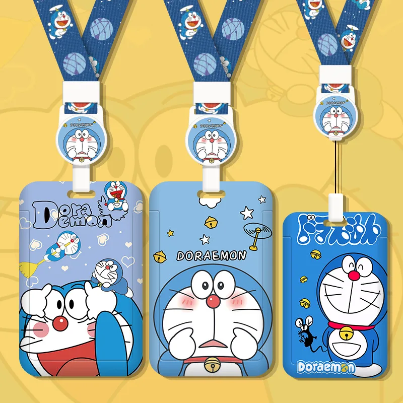 1 Set Doraemon Anime Card Cases Card Lanyard Key Lanyard Cosplay Badge ID Cards Holders Neck Straps Kawaii Key Chains Gifts