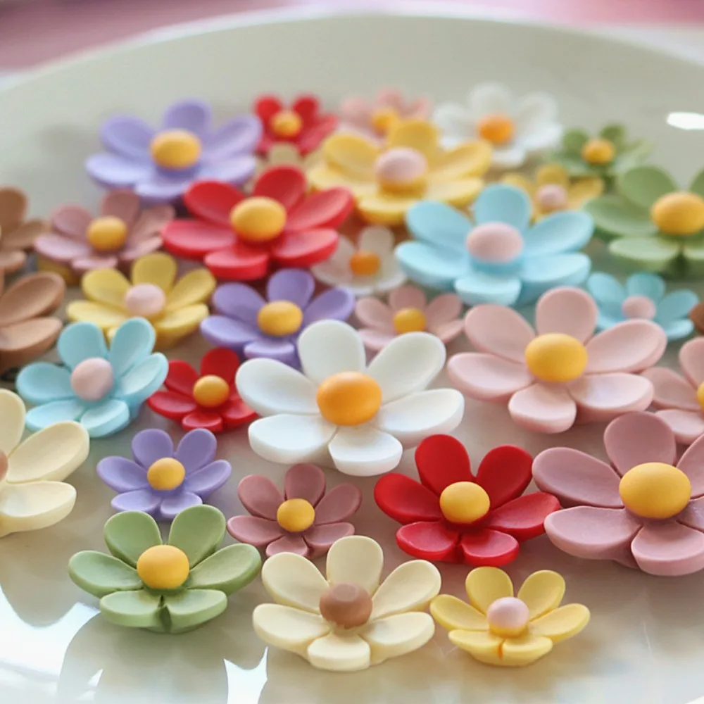 10pcs Cute Cartoon Kawaii Color Flower Series Flat Back Resin DIY Scrapbooking Cabochons Decoration Accessories