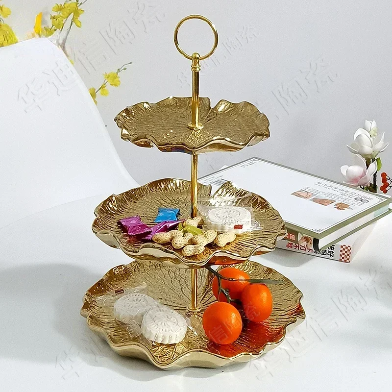 Three-Layer Candy Plate Hotel Restaurant Multi-Layer Snack Dried Fruit String Disk Creative Double-Layer Ceramic Fruit Plate