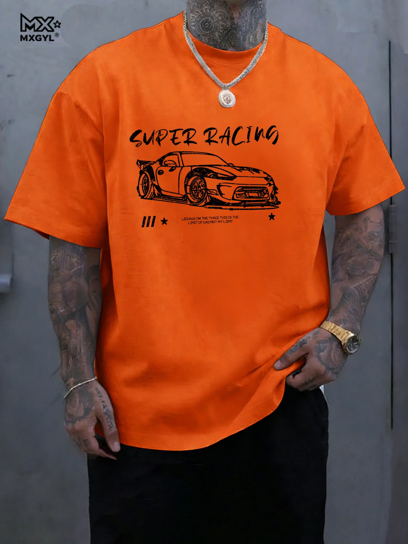 New Model Stereoscopic Men's Graphic Print Short Men's Vintage Classic Car Hand-painted Print T-shirt American Ret