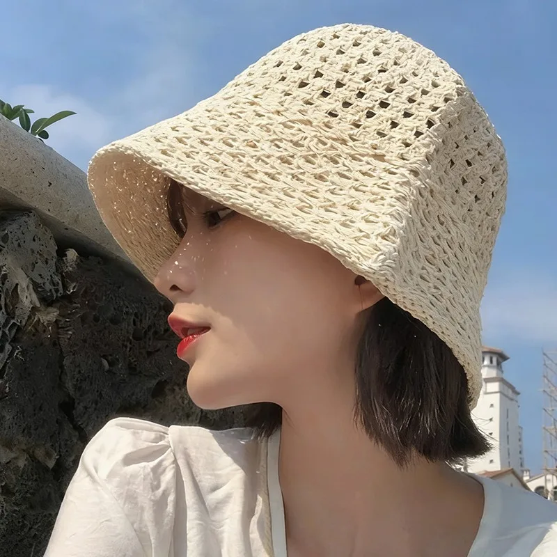 

Весенне-летняя ажурная вязаная панама для женщин: защита от солнца, пляжный отдых, стильная шляпа-ведро