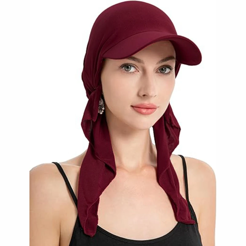 New Muslim Inner Hijab Turban Women Pre-Tied Cap Long Tail Headscarf Wrap Beanies Bonnet Head Scarf Stretch Headwear Ninja Hat