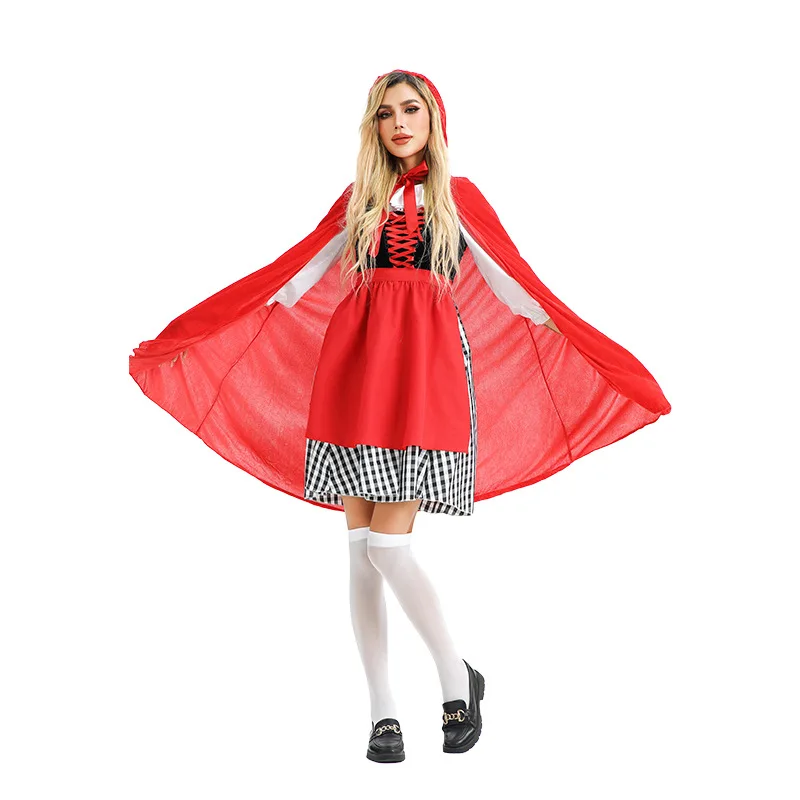 

Хэллоуин сценический костюм для взрослых Красная Шапочка Ферма сельская местность Sle горничная наряд плащ халат женская мода