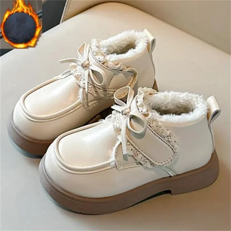 Kids Warm Cotton-padded Shoes Winter Thick Plush Boys Girls' Casual Short Boots Non Slip Soft Soled Children's Snow Boot 23-35