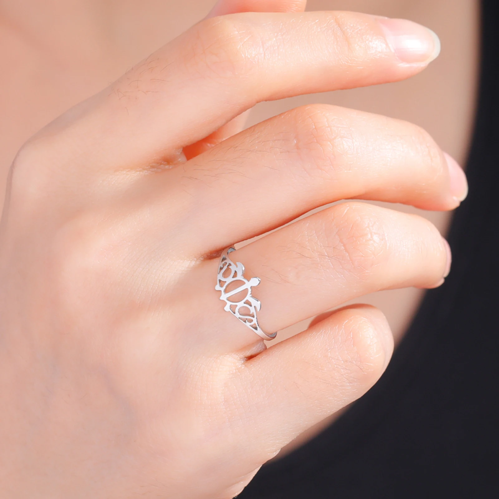 COOLTIME Meeres schildkröten ring für Frauen Männer Edelstahl Meeres tier Fingerringe Ozean Surfer Modeschmuck Strand party Geschenk – Detail 7