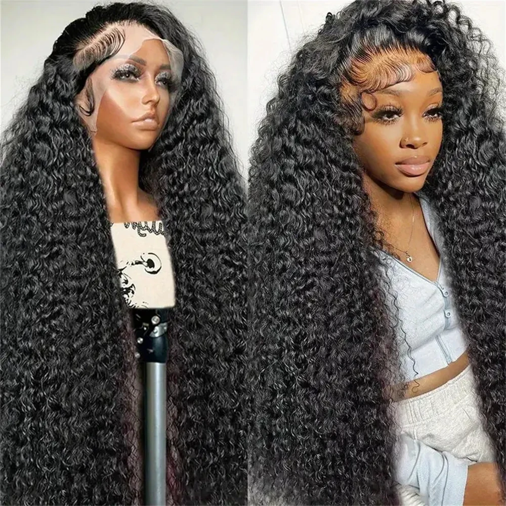 

Natural Color 1B 13x4 Inch HD Lace 180% Density Lace Front Wigs Human Hair Deep Wave Transparent Lace