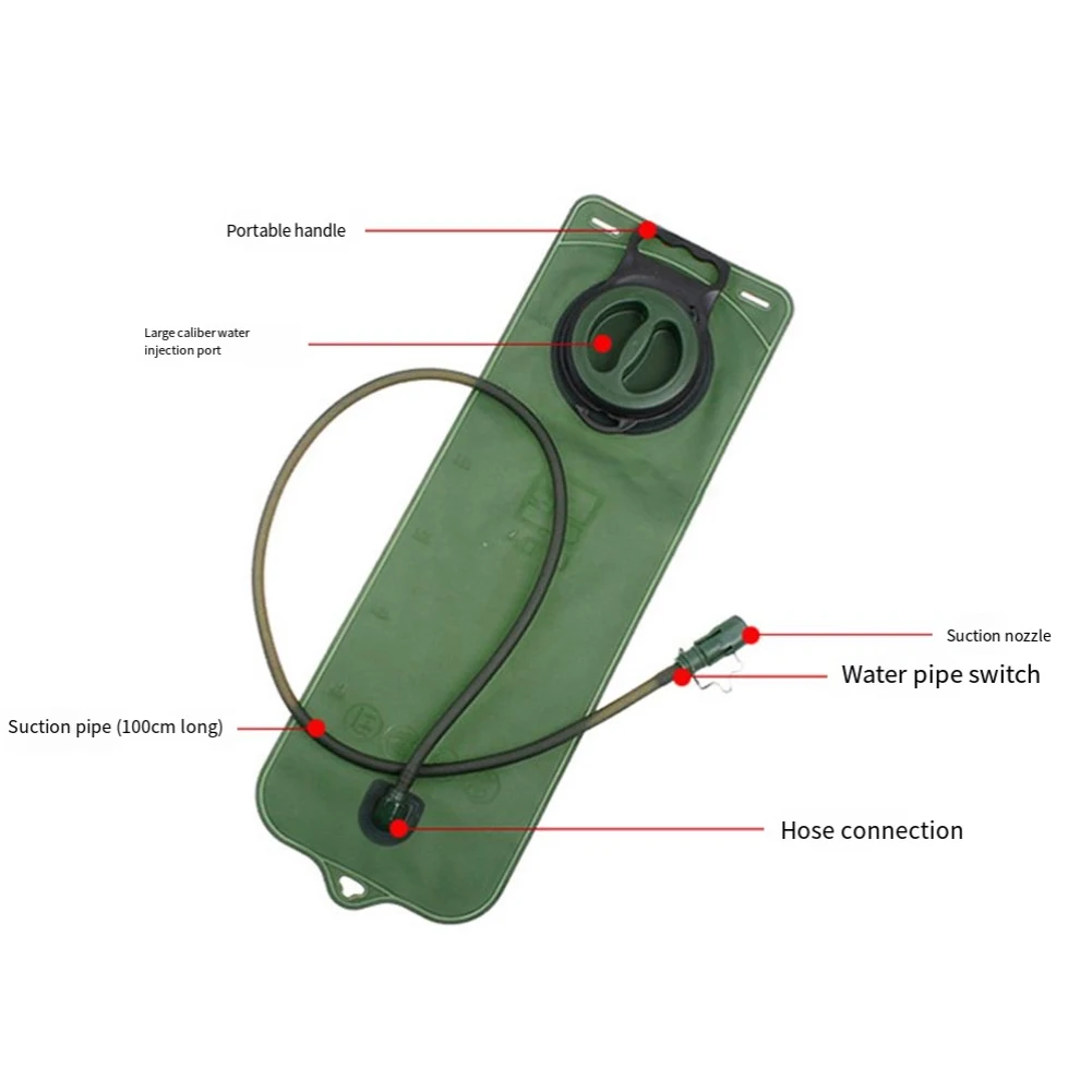 

Outdoor Hiking Water Bag 3L Abrasion-resistant Leak-Proof Drinking Bag Suction Nozzle Mountaineering Hydration Bladder Accessory