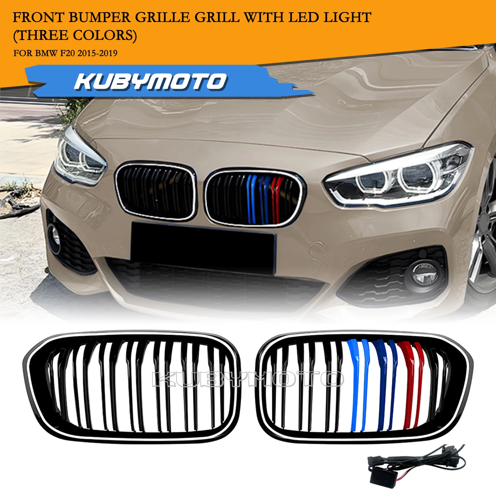 

Передняя решетка почек, гоночная решетка со светодиодной подсветкой, декоративная полоса для BMW 1 серии F20 LCI 2015-2019, верхний бампер, сетчатая решетка капота