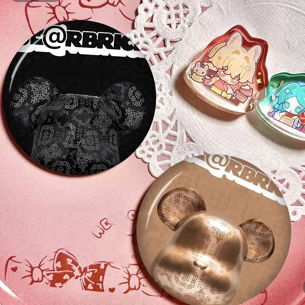 B-Bearbricks Toy Bear Soft Button Pin Bright Printed Icon Gift For Friends Badge Collar Brooch Lapel Pin Metal