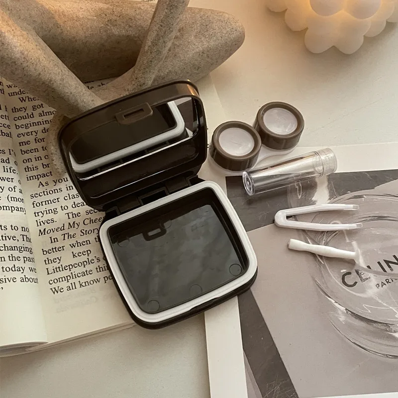 New Cool Color Contact Lens Case Box Luxury Lens Container With Mirror Portable Travel Set Eye Lens Case Gift For Girl
