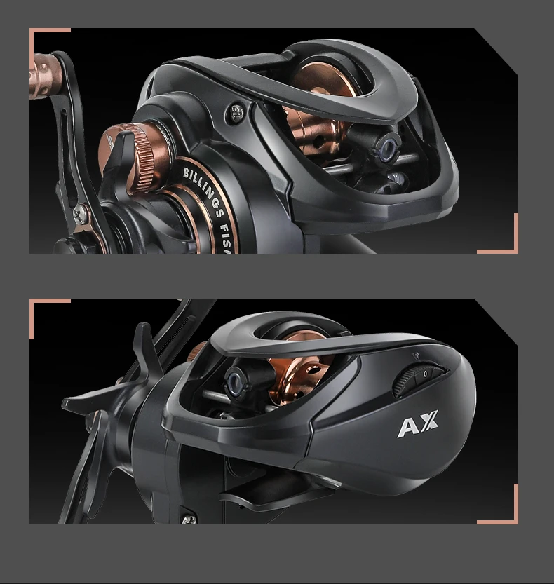 BILLINGS Baitcaster-Rolle 7.2:1 Baitcasting-Angelrolle 6KG Bremskraft Magnetisches Bremssystem Carretilha De Pesca für Süß- und Salzwasser – Detail 10