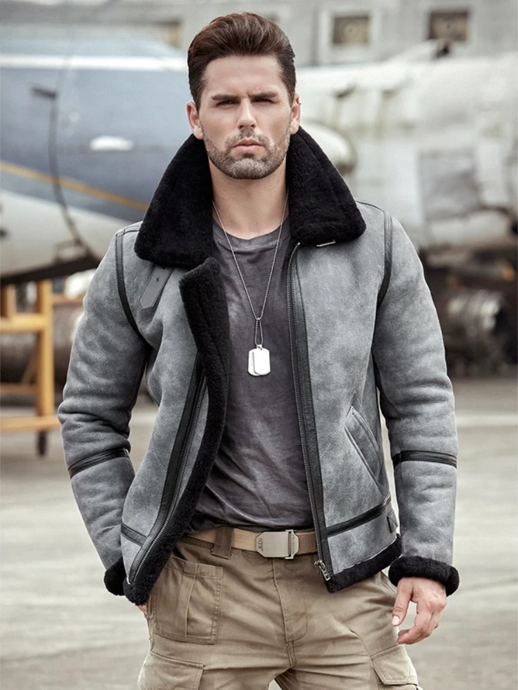 

Soft Nature Jackets Men Original Genuine Leather Jacket Men's Warm thick Lamb Fur Coats Man Winter Coat