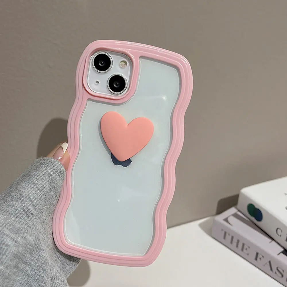 3D Love Heart Wavy Lines Phone Case For iPhone 13 Case iPhone 11 12 14 15 Pro Max 15 Plus XR X XS Max 7 8 SE2022 2020 Soft Cover